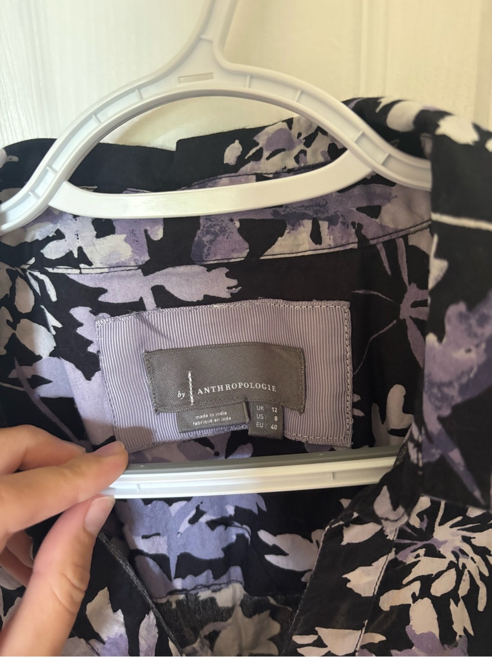 By Anthropologie Purple Floral Corset Collared Shirt Dress Size 8 - Picture 6 of 10